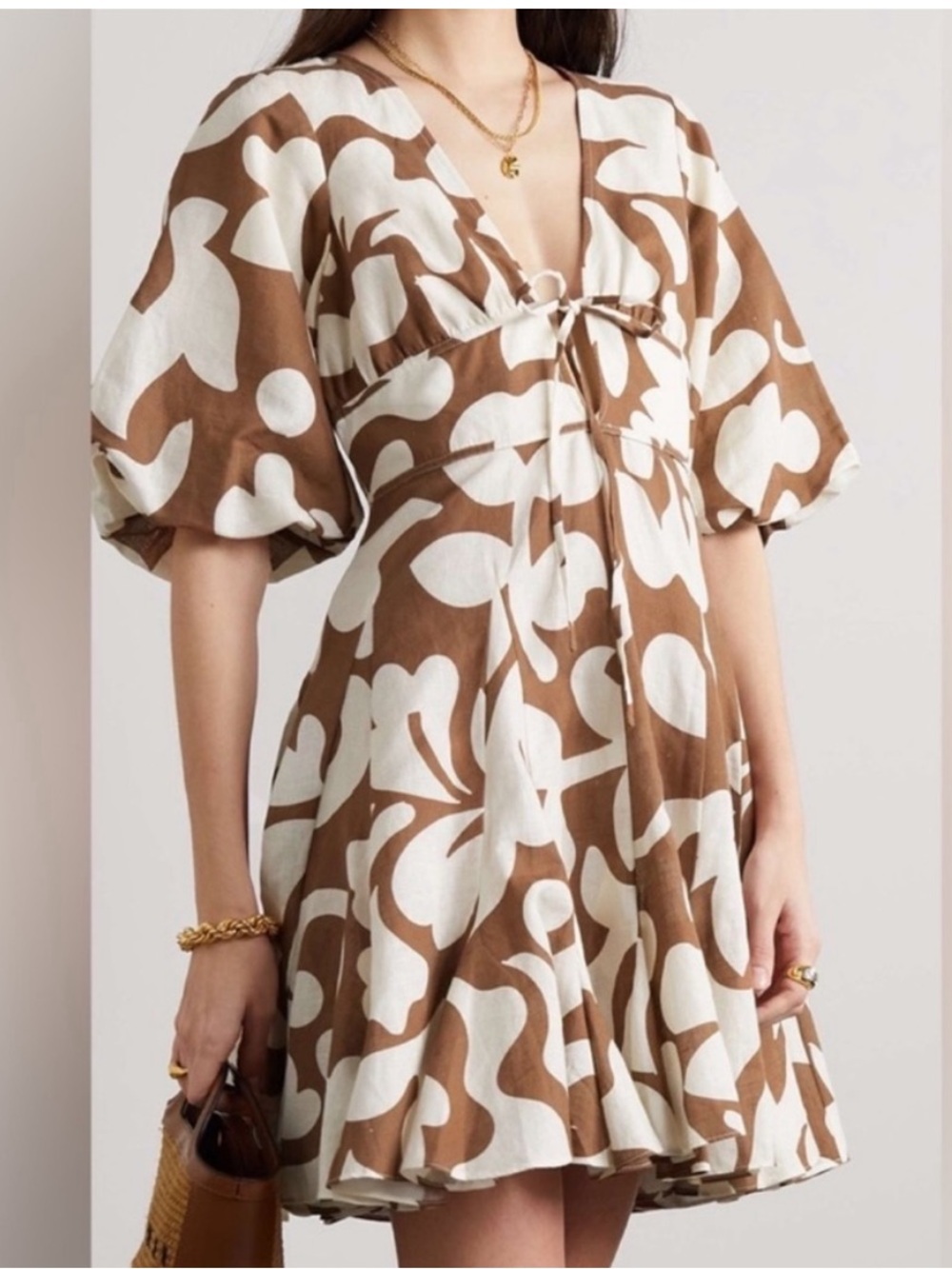 House of Harlow Puff Sleeve Linen Blend
